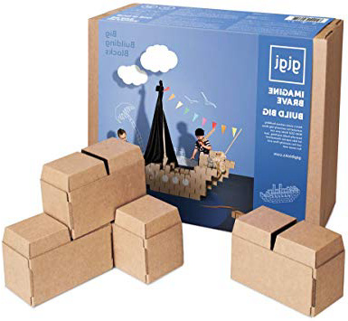 GIGI Bloks Bloques de Construcción Gigantes de Cartón Para Niños, Set de Bloques Infantiles de 96 Piezas XL Apilables, Juguetes Montessori de Ladrillos de Construcción Grandes de Tamaño Real