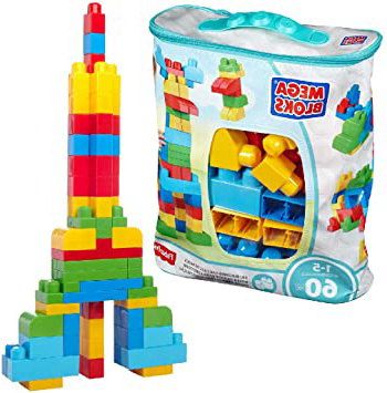 Mega Bloks Bolsa clásica con 60 bloques de construcción, juguete para bebé +1 año (Mattel DCH55)