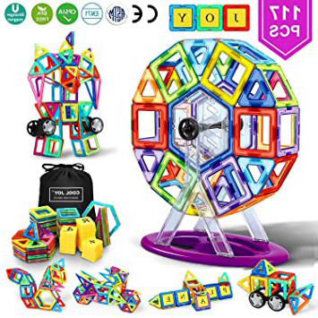 Flyfun Bloques magneticos magneticos, Juguetes construcciones magneticas para Niños, 117 Piezas Bloques Magnéticos 3D Juguetes Construcción, con Trae un Libro Tutorial, una Bolsa de Almacenamiento