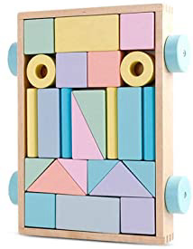 Juguete Educativo, Carro de Madera Bloques, bloques construccion bebe, Bloques de Construcción, Remolques con Bloques de Madera,Cumpleaños Regalos