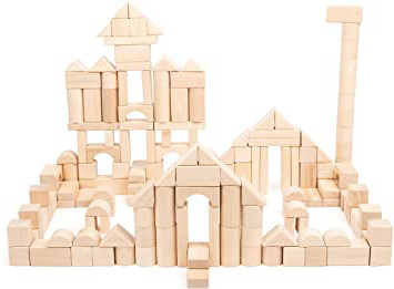 11397 Bloques de Madera, Small Foot, Juego de 200 Piezas, Incl. Puentes, Cilindros, triángulos, etc., Desde 1 año