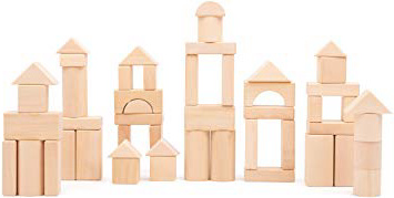 Small Foot Company-11396 Ladrillos Natural, de Madera, Certificado FSC 100%, 50 Piezas, Kit de Juego de construcción Robusta Juguetes, (11396)