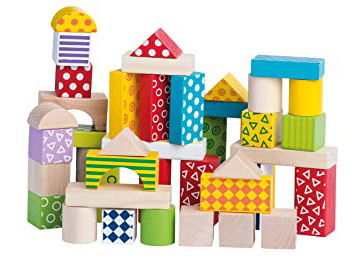 Woodyland Bloques niño en un Cubo con una Tapa de Clasificación de la Forma (50 Piezas)