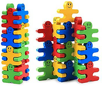 Pulchram Bloques de construcción Juguetes 16 Piezas Creativo Rompecabezas de Madera Favores de Fiesta Suministros para Niños