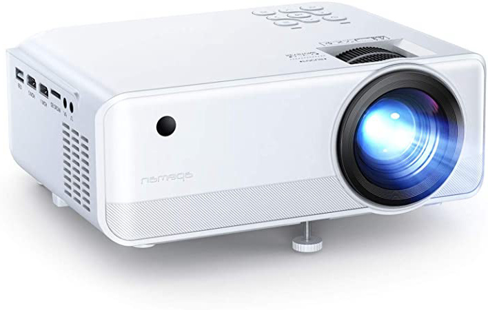 Proyector APEMAN 6000 Lúmen Mini Proyector, Soporte 1080p HD Portátil LED Proyector, Duales Altavoz, 50,000 Horas de Vida, de Cine en Casa Soporte HDMI/USB/VGA/TF/ y TV Stick