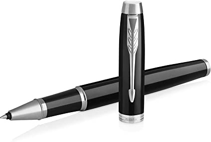 Parker IM - Bolígrafo Roller, Punto fino, color Negro (Black Lacquer Chrome trim)