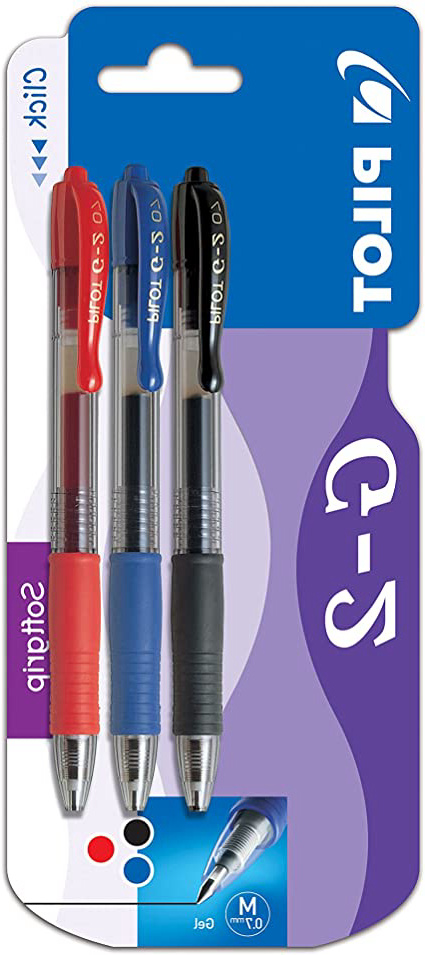Pilot G2 - Bolígrafo roller retractable (tinta de gel, 3 unidades), colores variados