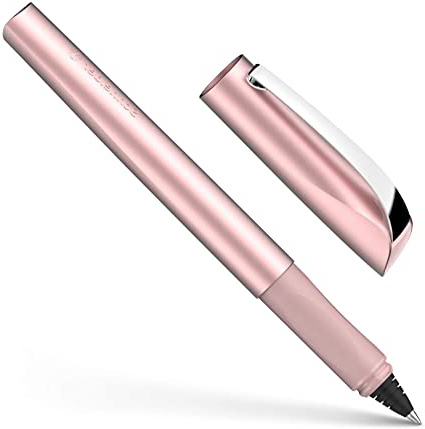 Schneider Ceod Shiny - Bolígrafo roller (para diestros y zurdos, ancho de trazo M, incluye cartucho de tinta azul), color rosa