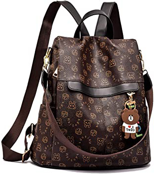 shepretty Mochila Cuero antirrobo para