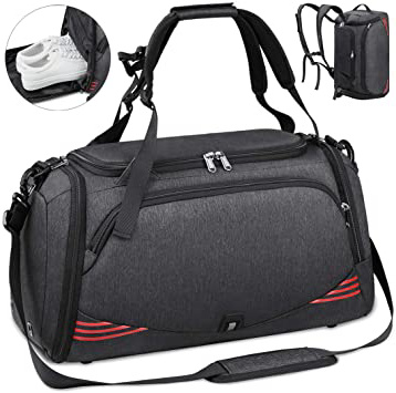 NUBILY Bolsa Deporte Hombre Bolsas Gimnasio Mujer Bolso Fin de Semana Viaje con Compartimento para Zapatos Gym Bag Impermeable Grande 40L