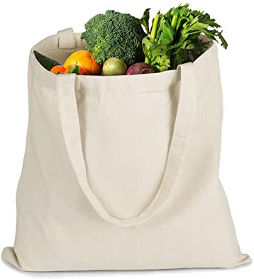 Bolsas de la compra reutilizables, de lona, para uso diario, plegables, lavables, ecológicas, con asas beige