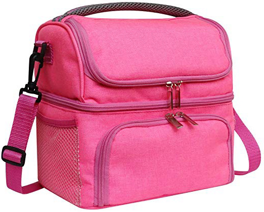 functer Bolsa de Almuerzo de algodón con Aislamiento Doble Compartimento Impermeable de Gran Capacidad con refrigerador, Desayuno