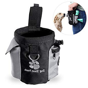 UEETEK Perro tratamiento de cintura bolsa bolso manos libre mascota perro entrenamiento alimentos bolsa de cintura con dispensador de bolsa caca incorporada