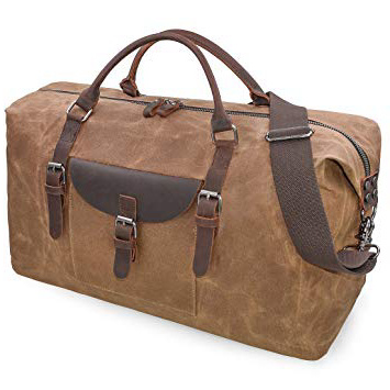 Bolsas De Viaje Cuero Hombre Bolso De Impermeable Lona Bolsa De Fin De Semana Deporte Overnight Grandes Bolsa Marrón