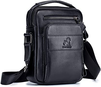 BAIGIO Pequeño Bolso Hombre Cuero Bandolera Crossbody Bolsa de Mano Messenger Hombre Piel Bolso de Negocios Bolsa Bolsa de Viaje Cartera Monedero con 5 Ranuras para Tarjetas