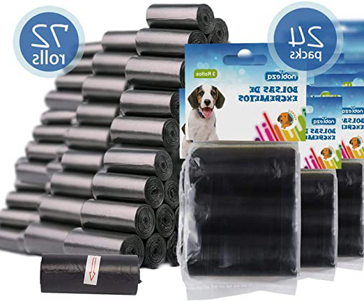 Nobleza - 1080 Conde Bolsas de Caca Perro Bolsas para excrementos de Perros Pack de 72 Rollos. Color Negro