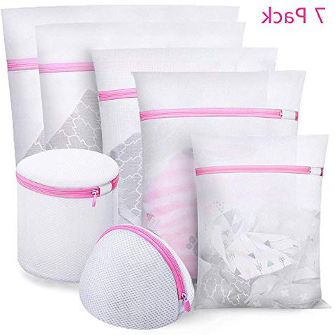 OCMCMO Rosa 7pcs Bolsas para la Colada, Malla Bolsas de Lavandería \ Bolsas de Lavadora\Secadora,Lavar La Ropa Interior, Sostén, Prendas Delicadas, Organizador, Viajes