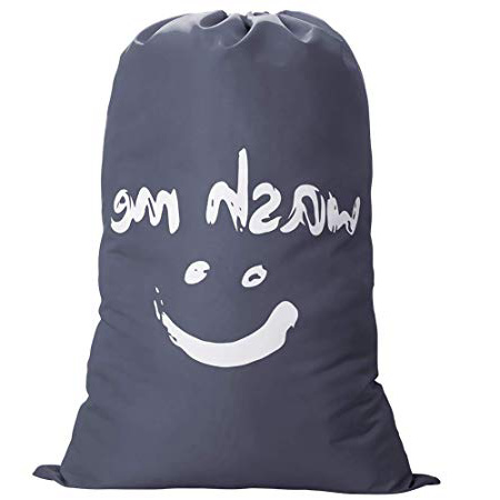 Ihomagic Bolsa de Colada con Cuerda nilón Cesto para Ropa Sucia Plegable para Baño Con Organizador Lavandería Material 210D Resistente para Cocina Dormitorio Hotel de Viaje Gran Capacidad 80-120L Gris