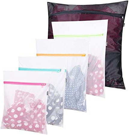 Eono Essentials Bolsas de Malla para Lavadora Durables Bolsas para Lavado con Cremallera para Ropa Delicada Ropa Interior Calcetines Ropa de Bebé Paquete de 5 (1 Extra Grande, 2 Grandes y 2 medianos)