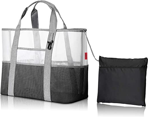 YOOFAN Bolsa de la Playa-Bolsa Grande de Malla de Playa-Gran Mercado Ligero para Almacenamiento Juguetes Lavable y Transpirable, para la Playa, Natacición, Camping