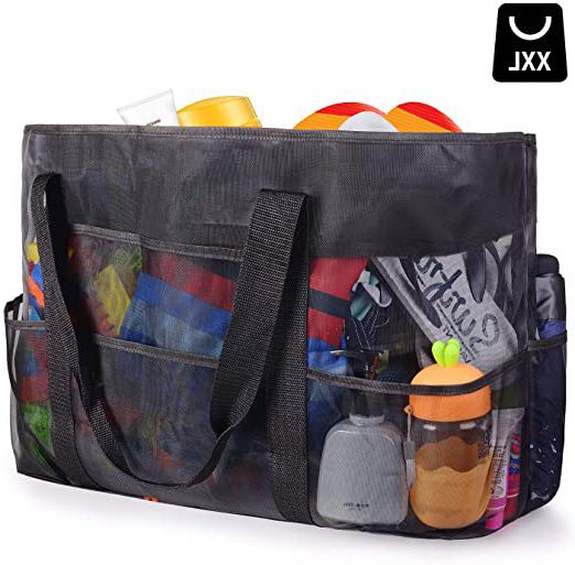 FORMIZON Bolsa Grande de Malla de Playa, Bolsas Compra Reutilizables para Almacenamiento Juguetes, Bolsa Plegable de Compras para Natación, Camping, Compras, Vacaciones Familiares, 70x45x18cm
