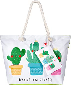 Comius Bolsa de Playa, Bolsa de playa grande con cremallera, Bolso de Mano de Lona Mujer, Shopper Bolsa Totalizadores del Recorrido (C)