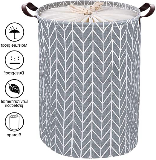 DIAOPROTECT Cesto Ropa Sucia, Cesta Ropa Sucia Plegable,Cubo Bolsa Ropa Sucia con Asas de PU y Cierre de cordón para Guardar la Ropa y Juguetes en el Dormitorio y Lavandería-17.7" Cesta Ropa