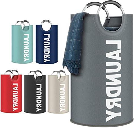 Newdora Bolsas para ropa sucia Cesto de Ropa Grande, Cesto de Ropa Plegable de Tela, Bolsa de Ropa Plegable, Caja de Lavado Plegable(Gris oscuro)