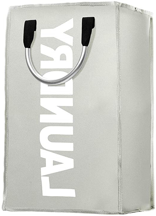 IHOMAGIC Cesto para Ropa Sucia Plegable con Asas Bolsa Colada para Cocina Hotel 40L Gris Claro
