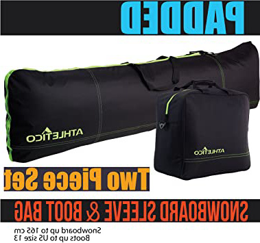 Athletico - Bolsa de snowboard y maletero acolchada de dos piezas para almacenar y transportar snowboard de hasta 165 cm y botas de hasta la talla 13 incluye 1 bolsa acolchada para snowboard y 1 bolsa acolchada para maletero