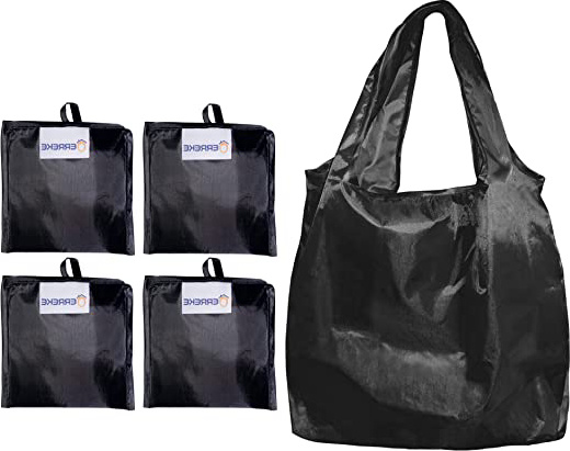 
                
                    
                    
                

                
                    
                    
                        Erreke - Bolsas Reutilizables para la Compra. Plegables. Ecológicas. Polyester Muy Resistente. Alta Capacidad de Carga, Ligeras, higiénicas y Elegantes. Pack de 4 Bolsas. 35x58x8cm. (Negro x4)
                    
                

                
                    
                    
                
            