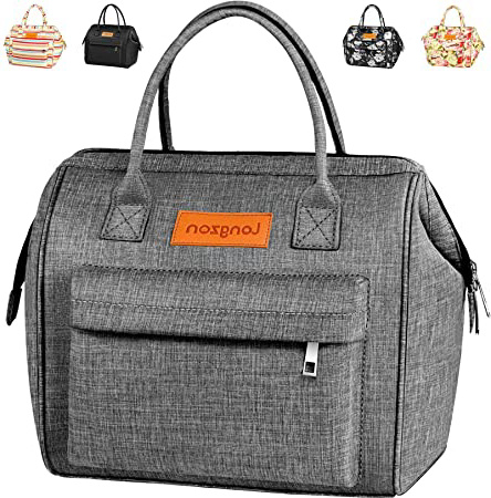 longzon Bolsa Térmica Porta Alimentos,15L Bolsa Térmica Comida Bolsa Porta Alimentos para Llevar Comida Almuerzo, Genial para Trabajo Playa Viaje,Gris