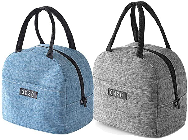 SLOSH 2 Bolsa Termica Comida Trabajo Almuerzo Porta Alimentos Infantil Niños Oficina Bolsa Calor Hombres Mujer(Azul Gris)