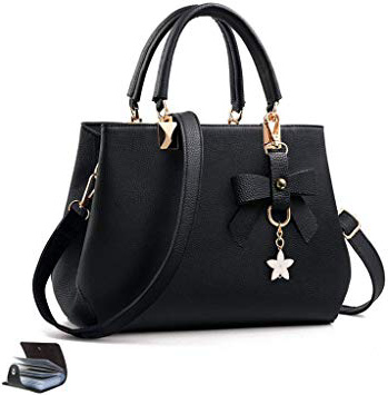URAQT Bolsos de Mujer, Bolso Señora Tote, PU Piel Bolso de Hombro Mujers del Trabajo, Diario Vida y Vacacione (Versión Mejorada Negro)