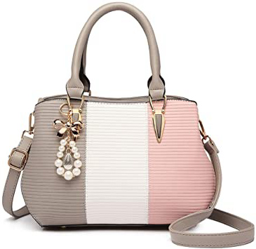 Miss Lulu Bolso de Mano de Mujer Shopper de Hombro Bandolera Fiesta Multicolor Elegante Cuero Sintético (Gris)