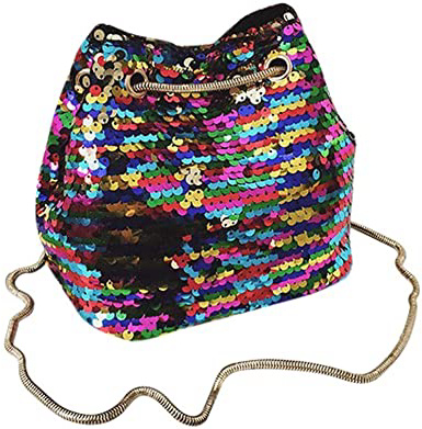 JiaMeng Bolsas de Mano Bolso de Hombro de Lentejuelas de Bling de la Muchacha de Moda Bolsa de Cubo de Lentejuelas