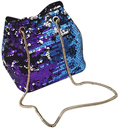 JiaMeng Bolsas de Mano Bolso de Hombro de Lentejuelas de Bling de la Muchacha de Moda Bolsa de Cubo de Lentejuelas