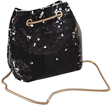 JiaMeng Bolsas de Mano Bolso de Hombro de Lentejuelas de Bling de la Muchacha de Moda Bolsa de Cubo de Lentejuelas