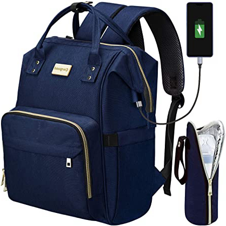 COSYLAND Mochilas para Pañales Biberones Bolso de Cambio Mamá Multifuncional Impermeable Gran Capacidad con Aislado Bolsillos para Cuidado de Bebé con 2 Correas de Cochecito Puerto y Cable USB Azul