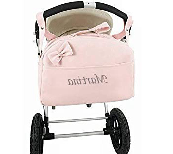 Bolso Polipiel Carrito Bebe Personalizado con nombre bordado ROSA - Nombre bebé bordado - mibebestore