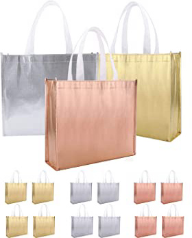 PHOGARY 12 Bolsas de Regalo Grandes con Asa (Oro, Plata, Oro Rosa) Bolsas de Tela con Estilo no Tejidas para Cumpleaños Favor de Fiesta de Boda, Baby Shower, Envoltura de Regalo