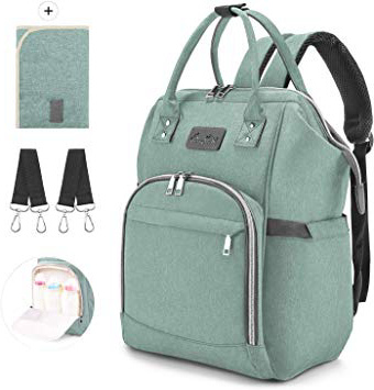 Viedouce Mochilas para Pañales Biberones,Bolso del Bebé Mamá,Impermeable con Estilo Oxford Bolso Pañal de Gran Capacidad, con Portátil Cambiador y 2 Piezas Ganchos Carrito Bebé (Cian)