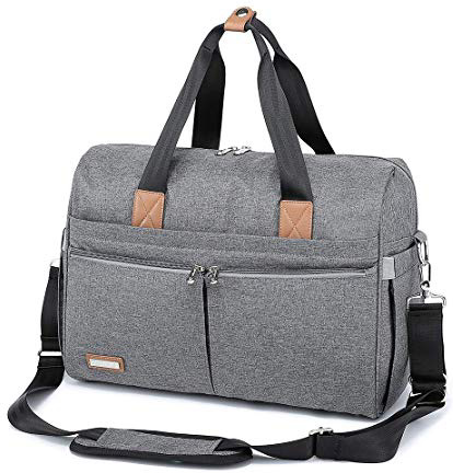 Bolsa Maternal de Pañales RUVALINO, Gran Bolso de Viaje, para el Carrito del Bebé, Elegante para Mamá y Papá, Cambiador de Bebé Convertible para Niños y Niñas con Bolsillos Independientes (gris)