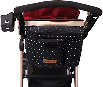 Bolsa Organizadora de Cochecitos para Mamá,Bolsa Carrito Bebe Súper Liviana, Multifuncional de Gran Capacidad para Almacenar 38,5 x 20,1 x 7,7 cm (Negro)