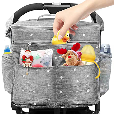 TOPERSUN Bolsa de Paseo de Bebé Portátil Bolsa Organizadora de Cochecitos Bolso Cambiador para Carrito para Mamá con interior térmico Gran Capacidad Oxford Bolsas Ganchos y Correa para el Hombro