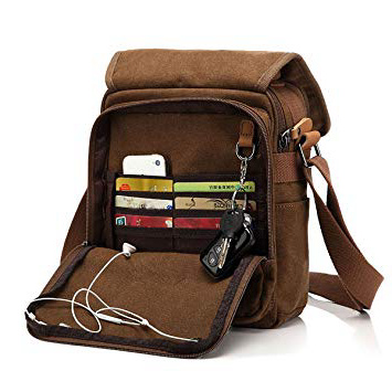 Bolsa de Mensajero, CHEREEKI Bolso de Lona Bolsos Bandolera Unisex Adulto Bolsos Maletín Messenger Bag para el Trabajo, la Escuela (Marrón)