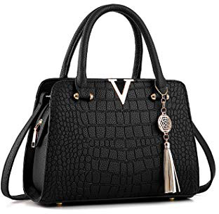 URAQT Bolsos de Mujer, Bolso Señora Tote, PU Piel Bolso de Hombro Mujers del Trabajo, Diario Vida y Vacacione (Negro + Accesorios)