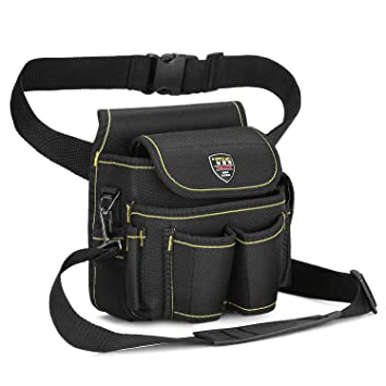 BAIGIO Bolsa de Herramientas con Cinturón de Nylon Ajustable Bolsa Bandolera Multifuncional para Electricista del Organizador del Sostenedor Bolsillo Porta Herramientas (Negro)