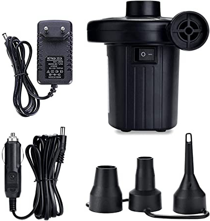 ZStarlite Bomba De Aire Eléctrica Portátil, Bomba De Aire para Colchones Inflables/deflactor para Piscinas, Barcos, Juguetes Hinchable o Camping, con 3 Accesorios, 240V AC / 12V DC