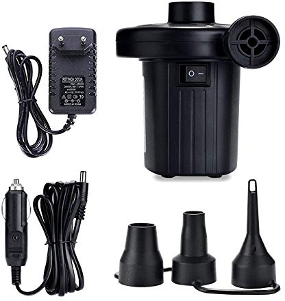 ZStarlite Bomba De Aire Eléctrica Portátil, Bomba De Aire para Colchones Inflables/deflactor para Piscinas, Barcos, Juguetes Hinchable o Camping, con 3 Accesorios, 240V AC / 12V DC